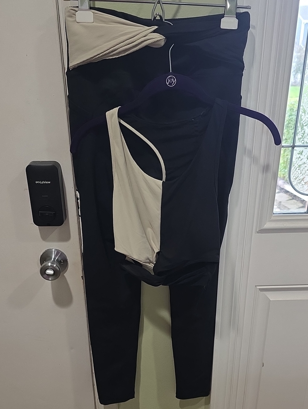 Mono B Black and Cream Colorblock Legging Jumpsuit Set